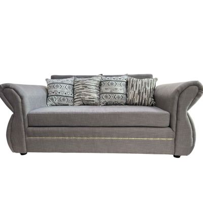 Sofá Grecia 3 cuerpos Tela Gris Perla Repelente a Líquidos Flobal