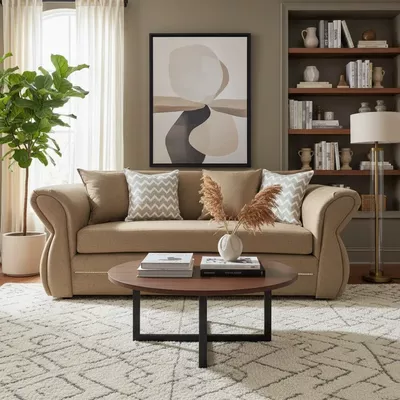 Imagen 2 del producto Sofá Grecia 3 cuerpos Tela Beige Repelente a Líquidos Flobal