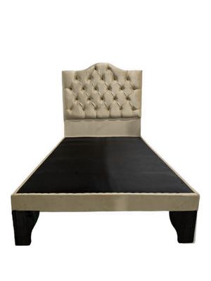 Cama 1,5 Plazas Ovalado, Incluye Base y Respaldo Beige Flobal