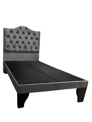 Imagen 2 del producto Cama 1,5 Plazas Ovalado, Incluye Base y Respaldo Gris Flobal