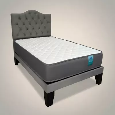 Imagen 2 del producto Cama 1,5 Plazas Ovalada 105X190cm + Respaldo Gris + Colchon Flobal