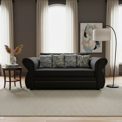 Imagen 2 del producto Sofá Grecia 3 cuerpos Tela Negra Repelente a Líquidos Flobal