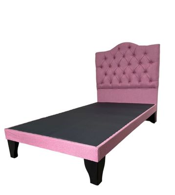 Cama 1,5 Plazas Ovalado, Incluye Base y Respaldo Rosa Lino Flobal