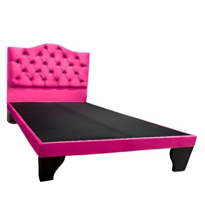 Imagen 2 del producto Cama 1 Plaza Ovalada Incluye Base y Respaldo Fucsia Flobal