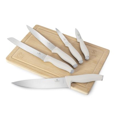 SET DE CUCHILLOS 6 PZS CON TABLA SAHARA COLLECTION ACERO INOXIDABLE