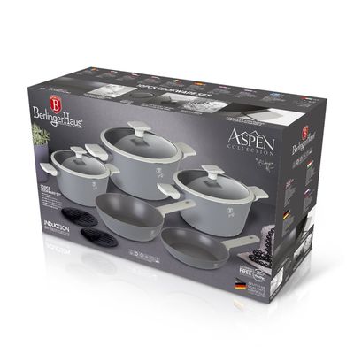 Imagen 2 del producto Batería de cocina 10 pzs Berlinger Haus, línea aspen collection, color gris, aluminio forjado 