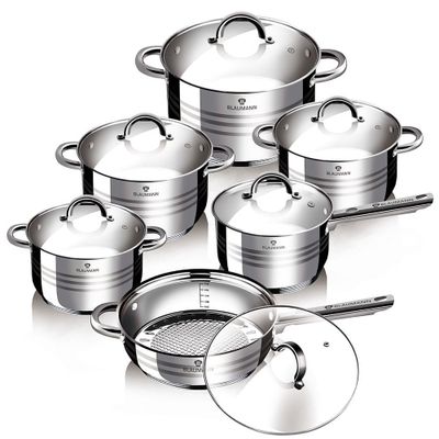 Imagen 2 del producto BATERIA DE COCINA 12 PZS GOURMET LINE ACERO INOXIDABLE PLATA