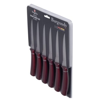 SET DE CUCHILLOS 6 PZS BURGUNDY EDITION ACERO INOXIDABLE