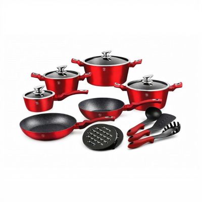 Imagen 2 del producto BATERIA DE COCINA 15 PZS METALLIC BURGUBDY EDITION ANTIADHERENTE