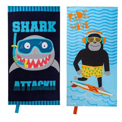 Pack de toalla de playa mono y tiburón