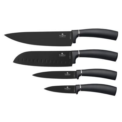 SET DE CUCHILLOS 4 PZS METALLIC LINE CARBON PRO EDITION ACERO INOXIDABLE