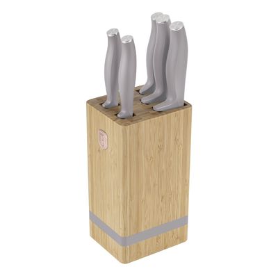 Imagen 2 del producto SET DE CUCHILLOS 6 PZS CON SOPORTE TAUPE COLLECTION ACERO INOXIDABLE