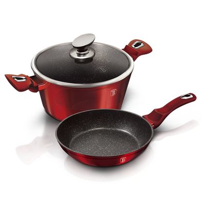 Imagen 2 del producto SET DE SARTEN + OLLA 3 PZS METALLIC LINE BURGUBDY EDITION ANTIADHERENTE
