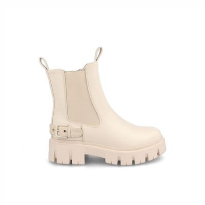 Botín Mujer Bata Bara Blanco