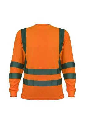Polera Polo Dry Fit Naranja Fluor M/Larga UPF 25