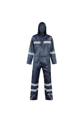 Traje Para Lluvia Azul Con Cinta Reflectante