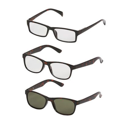 One Power Readers Set 3x1 Lente Redondo + Cuadrado/Tortoises + Lente De Sol