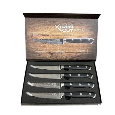 Set de Cuchillos de Cocina Profesionales Xtrem Cut Steak para Carne de Mango Ergonómico 4 Piezas