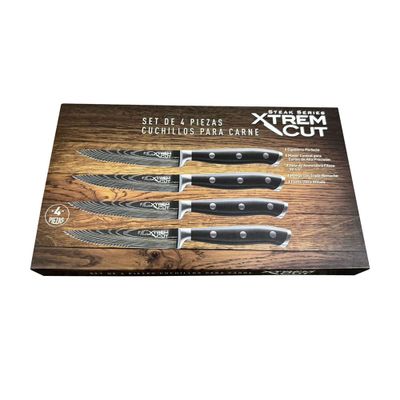 Imagen 2 del producto Set de Cuchillos de Cocina Profesionales Xtrem Cut Steak para Carne de Mango Ergonómico 4 Piezas