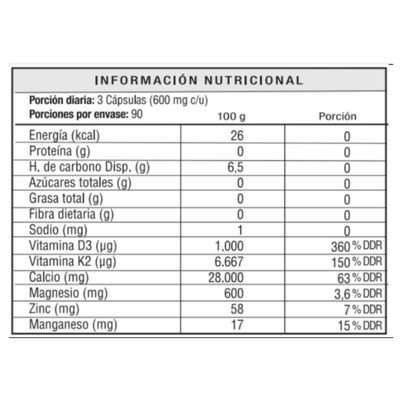 Imagen 2 del producto Fortalecedor de Huesos Calcio Vitamina D K2 Magnesio 180 Caps