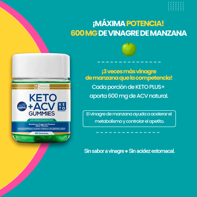 Imagen 2 del producto Keto Plus 60 Gomitas De Vinagre de Manzana Quemador de Grasa con Magnesio y Zinc Sin Azucar