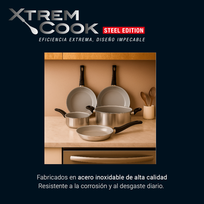 Imagen 2 del producto Bateria de Cocina Xtrem Cook Steel De Acero Inoxidable Antiadherente Libre de BPA Cocina Induccion