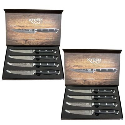 Pack 2 Set de Cuchillos de Cocina Profesionales Xtrem Cut Steak de Mango Ergonómico 4 Piezas