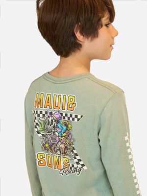 Polera ML Race Shark Verde Niño Maui And Sons