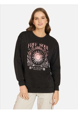 Poleron CR Tropalya Negro Mujer Maui And Sons