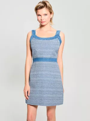 Vestido Guess Mujer Sl Elsie Tweed Dress Azul