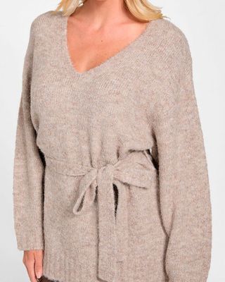 Imagen 2 del producto Sweater Ls Vn Kiyoka Tie Tunic Café Mujer