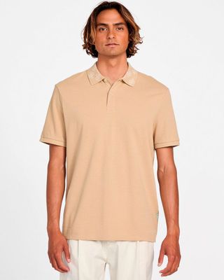 Polera Guess Hombre Polo Ss Logo Jcrd Collar Café