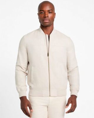 Chaqueta Herringbone Bomber Blanco