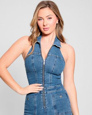 Enterito Guess Mujer Mia Halter Jumpsuit Azul