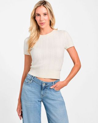 Sweater Guess Mujer Ss Chenille Marcie Cable Blanco