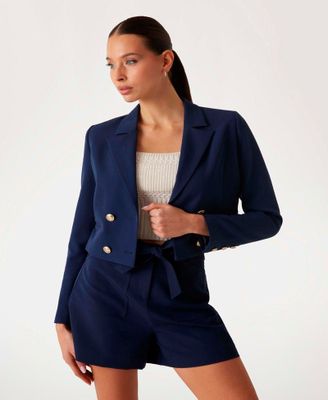 Chaqueta Guess Mujer Andree Crop Blazer Azul