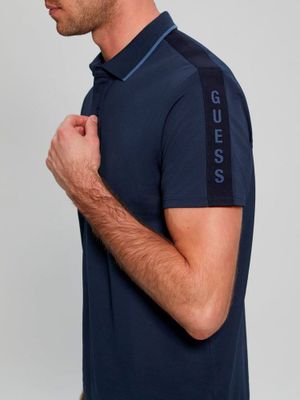 Polera Guess Hombre Ss Paul Pique Tape Polo Azul