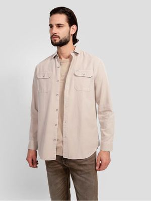 Camisa Guess Hombre Ls Collins Pockets Shirt Beige