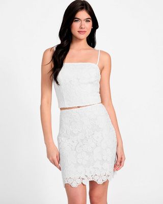 Polera Guess Mujer Sl Delilah Crochet Top Blanco