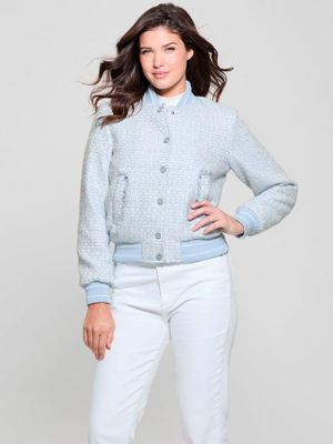 Chaqueta Guess Mujer New Gloria Tweed Bomber Azul