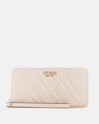 Billetera Guess Mujer Isemay Slg Large Zip Around Blanco