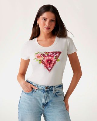 Polera Ss Cn Triangle Beads Tee Blanco