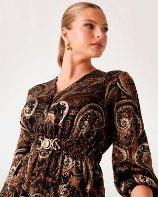 Imagen 2 del producto Vestido Clarisse Deep Neck Flare Multicolor Mujer