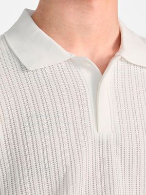 Polera Guess Hombre Ss Dario Knit Textured Polo Blanco