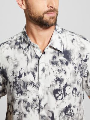 Camisa Guess Hombre Ss Wayco Sateen Floral Shirt Gris