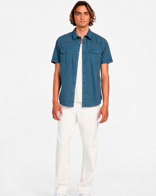 Imagen 2 del producto Camisa Guess Hombre Ss Nottingham Western Shirt Azul