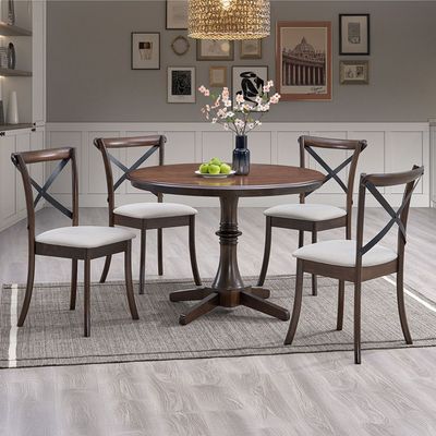 Imagen 2 del producto Juego de Comedor retro Chocolate 106 cm 4 Sillas Crossback Marfil