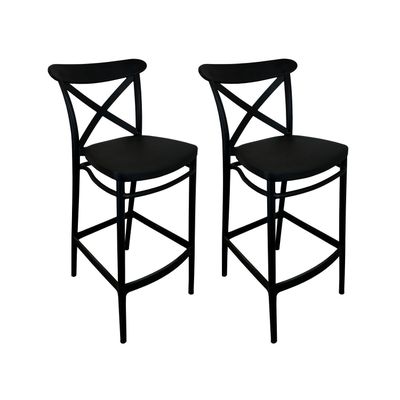 Imagen 1 del producto Pack 2 taburetes Bar Crossback negra 106 x 52 x 45 / Alto asiento: 78 cm