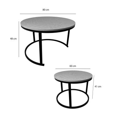 Imagen 2 del producto Set de Mesas de Centro Anidadas Café claro Atlanta