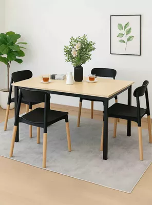 Juego de Comedor New York + 4 Sillas Lisboa negras